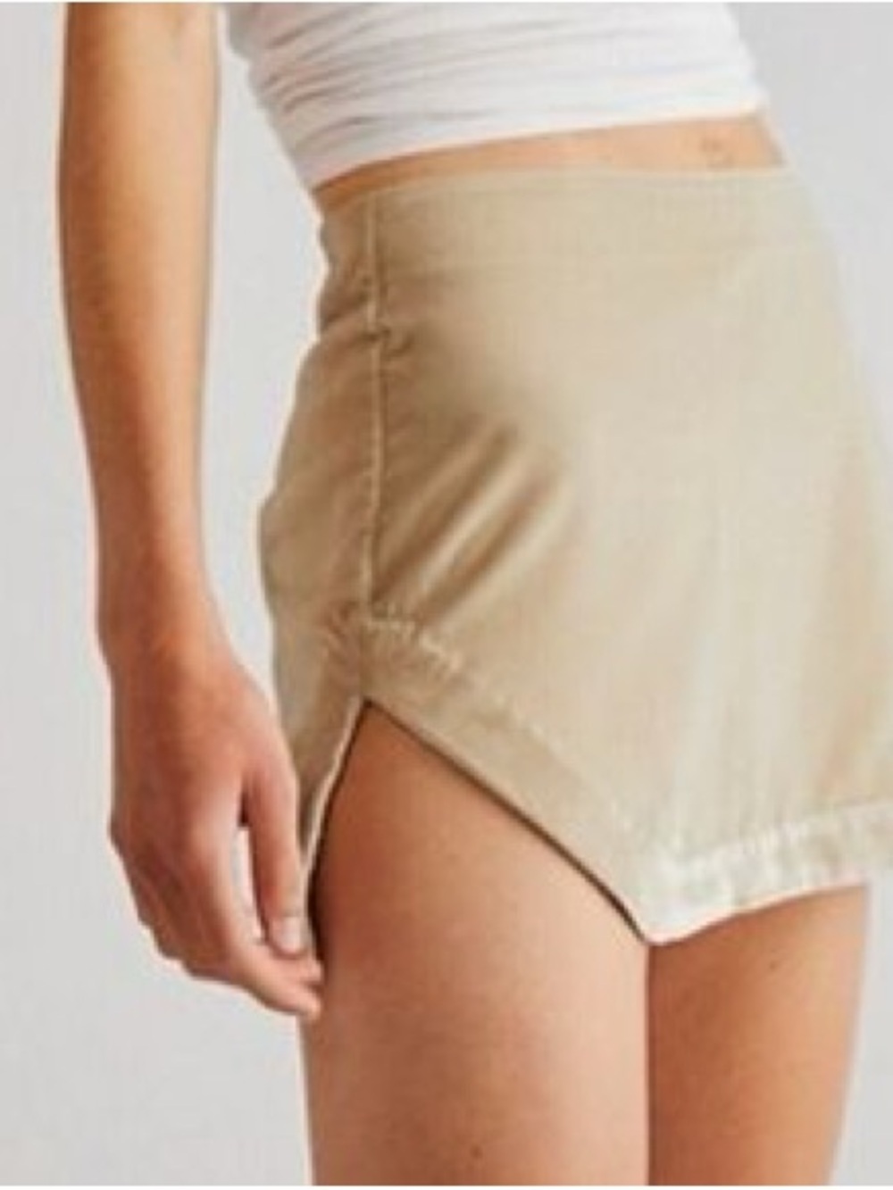 134. Free People Cream Annalise Velvet Mini Skirt